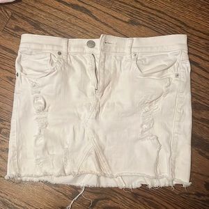 White jean skirt from Express.